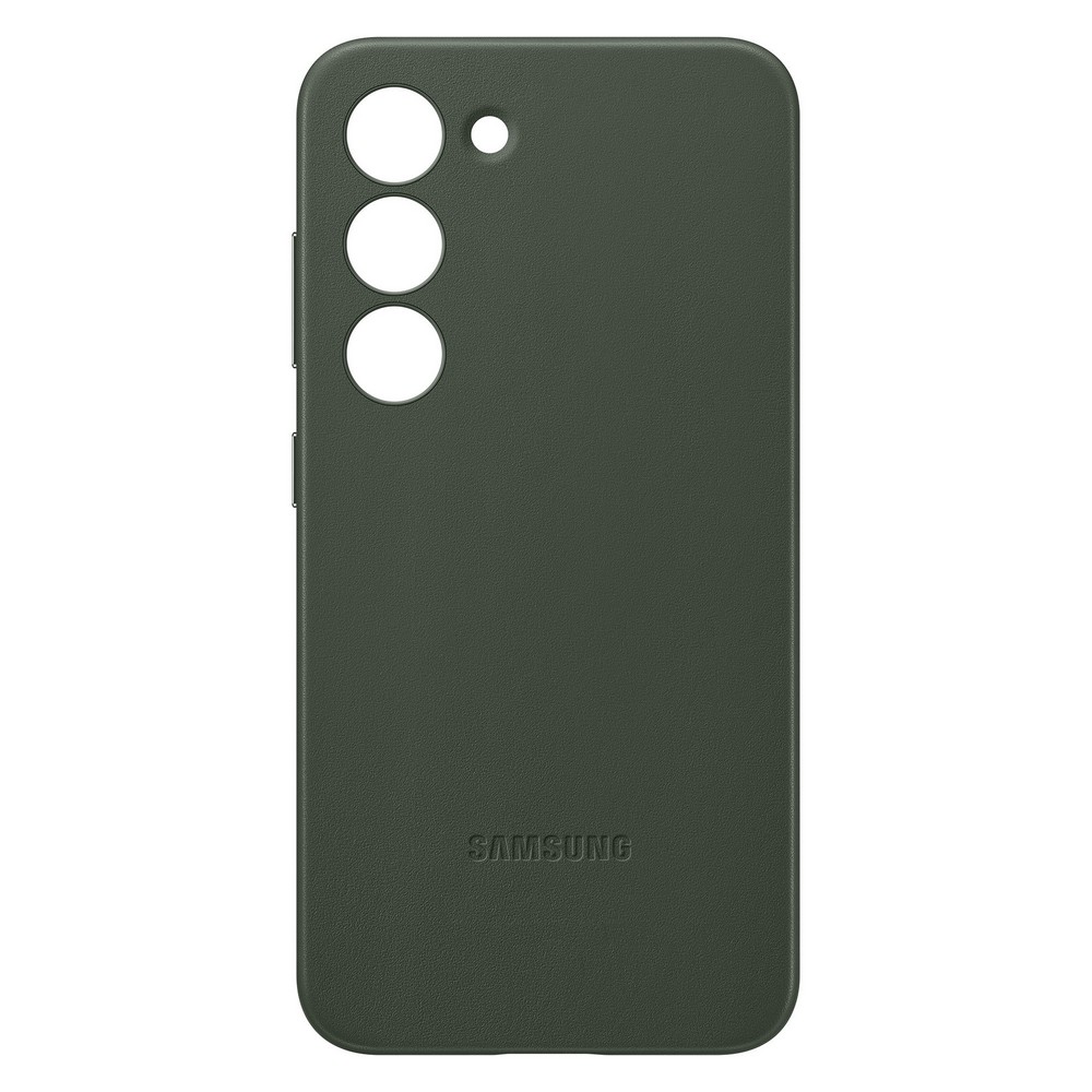 Чехол-накладка Samsung Leather Case для Galaxy S23, кожа/поликарбонат,  зеленый