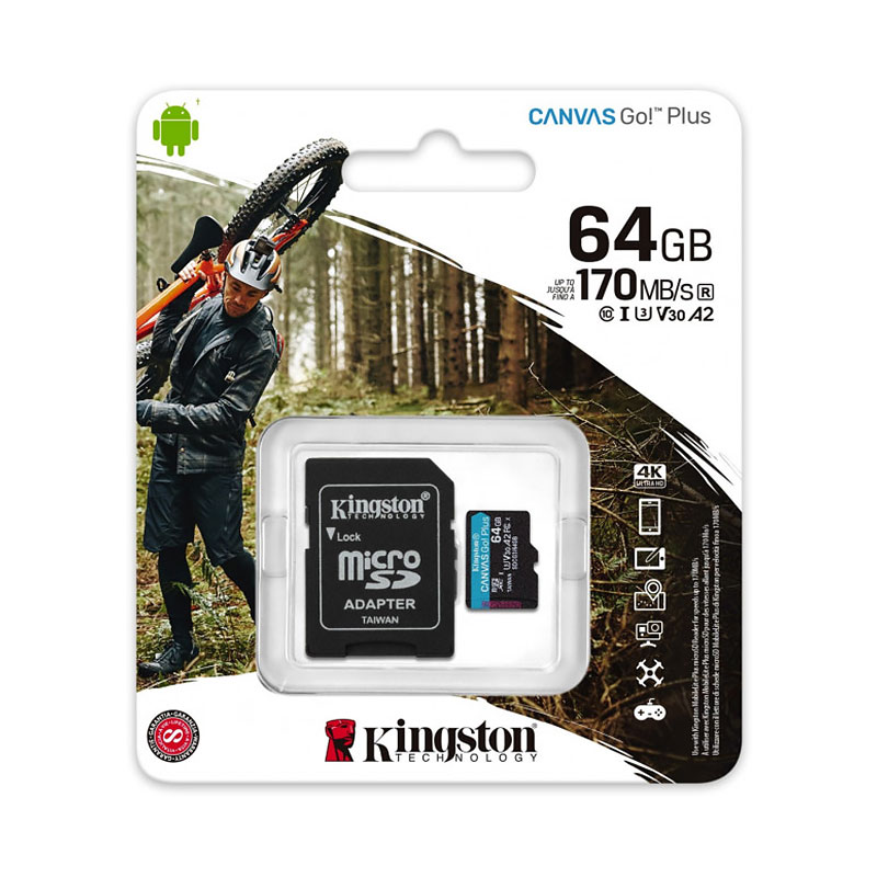 Карта памяти microsdxc kingston canvas go plus 64 гб sdcg3 64gb